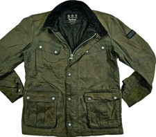 HOT Men's BARBOUR INTERNATIONAL @ DUKE BIKER PARKA OLIVE WAXED Jacket L (*Fit M) picture