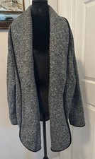 Como blu Women’s Gray Open Front Mid-Length Relaxed Jacket XL Contrast Trim picture