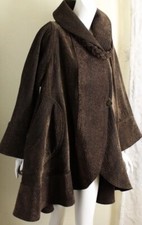 AMAZING Carter & Teri Couture L XL 1X Brown Black Woven Swing Coat Jacket Lux  picture
