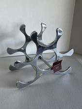 Vintage Mid-Century Cast Chrome/Aluminum 6 Bottle Wine Rack *NWT* picture