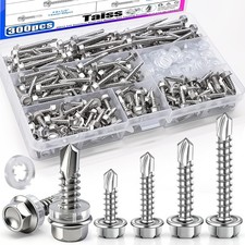 Hex Washer Head Self Drilling Screws 300 Pcs #8 #10 Assortment 410 Stainless picture