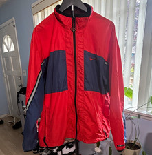 Vintage 90s Nike Clima-FIT Men's Colorblock Full-Zip Windbreaker L Red Blue picture