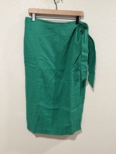 Boden Dimitra Linen Column Skirt Women’s Size 10P Green 100% Linen NWT  picture