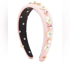 NWT Lele Sadoughi Pink Floral Beaded Fabric Headband for Women Zinnia picture