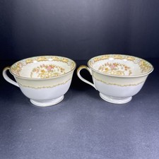 Vintage Noritake M N442 Teacups Set of 2 Bone China Footed Retired Japan 1930s picture