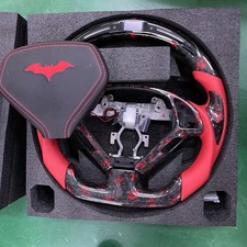 G37 Red Flakes Forged Carbon Fiber Steering Wheel Batman Theme, Led Displa picture