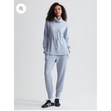 Varley Freya Sweat & Rolled Cuff Pant Set Blue Marl Double Soft Loungewear Med picture