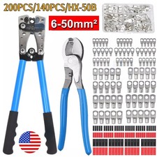 140/280Pcs Battery Cable Lugs Eyelets Copper Ring Terminal Crimp Wire Connectors picture