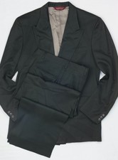 Vintage Nordstrom Made in USA Double Breasted Wool Suit Green 42 32x32 90s picture