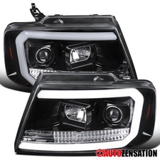 Fit 2004-2008 Ford F150 Slick Black LED Bar Projector Headlights Headlamps 04-08 picture