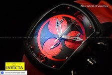 RARE Invicta Mens 47mm LUPAH Chrono Black Dial SWISS MADE Red Polyurethane Watch picture
