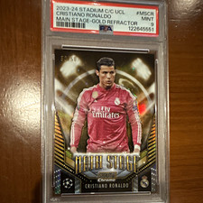 2023-24 TOPPS STADIUM CLUB CHROME UCL MAIN STAGE RONALDO GOLD /50 PSA 9 50/50 picture