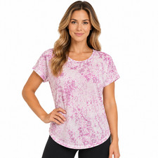 NWT Lululemon Back in Action Short Sleeve Wash Shirt Size 12 Pink Tie Dye picture