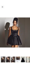 NWT Woven Taffeta Corset Mini Dress  Jet Black Size 4 US picture