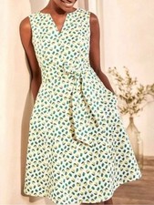 NEW Boden Mischa Novelty Lemon Print Fit & Flare Knee Length Dress NO BELT 8 picture