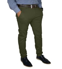 Mens Slim FIT Stretch Chino Trousers Casual Flat Front Flex Classic Full Pants picture