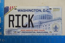 Washington DC License Plate 2017 58th Presidential Inaugural Donald Trump #RICK picture
