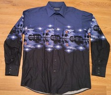 Vintage Panhandle L Western pearl snap Shirt horses American cowboy  picture