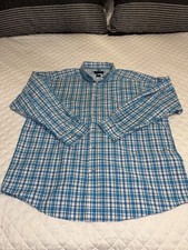 Ariat Pro Series Men's XL Blue White Plaid Long Sleeve Button-Down Shirt picture