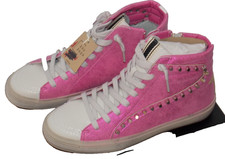 Shu Shop Rio Women's 7 Pink Metallic Studs Hi Top Zip Fashion Sneakers Shoes picture