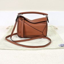 Loewe Puzzle Mini Tan Brown Calfskin Leather Shoulder Bag Purse Handbag picture