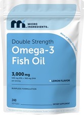 Omega 3 Fish Oil 3,000mg Softgels – Lemon Flavor, Burpless Formula, 240 Count picture