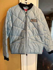 Supreme Mens Blue Quilted Spider Web Design Full Zip Jacket Regular Fit M picture