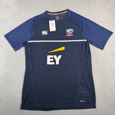 Canterbury Shirt Mens 2XL Blue USA Rugby Vapodri Tee Performance Active New picture
