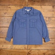 Vintage L.L.Bean Chamois Shirt Button M USA Made 90s Womens Long Sleeve Blue picture