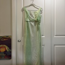 Vintage Emma Domb maxi dress pink and green mesh material 60s/70s union made picture