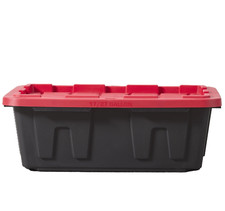 Hyper Tough 17 Gallon Medium Storage Bin with Snap Lid Black and Red Heavy Duty picture