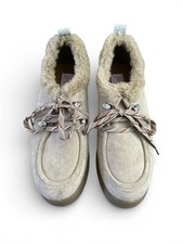 Jellypop Womens Size 8 Faux Fur Trim Lace Up Shoes Tan Casual NEW Without Box picture