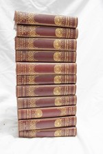 Set of 11- ~1900 Antique International Science Library books w/gold top edge picture