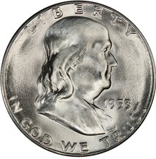 1953-S 50c Franklin Half Dollar Brilliant Uncirculated San Francisco US Coin picture