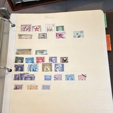 Turkey Used Postage Stamp Lot on Album Page, Mixed Denomination, Multicolor picture