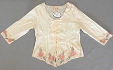 April Cornell Victorian Blouse NWT, Size L Large Ivory Lace, Embroidered picture
