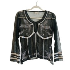 NWOT NATAYA Age Of Love Whimsigoth Sheer Crochet Embroidered Top M Babydoll picture