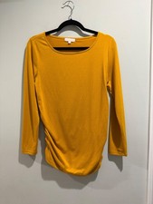 BHome Mustard Yellow Ruched Long Sleeve Maternity Top Size Medium picture