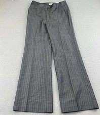 Loft Ann Pants Womens 2 Gray Striped Flared Cuffed Leg  NWT picture
