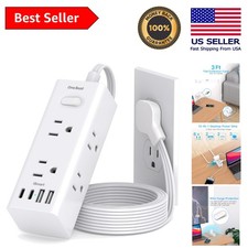 Convenient 3Ft Plug Power Strip with 6 Outlets & Dual USB Ports for All Devices picture