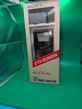 Vintage 1986 Sony Watchman Flat Black & White TV FD-2A Tested w/Box picture