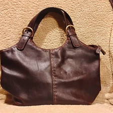 Longchamp Brown Satchel Top Handle Bag Zip Closure Outer Pocket Gold Hardware picture