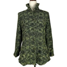 Arlene Wohl Handwoven Artisan Jacket Medium Green Textured Boho Artsy Unique picture