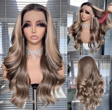 13x6 Lace Front Synthetic Wig Dark Root Blonde Heat Safe picture