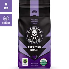 Death Wish Coffee, Organic and Fair Trade, Espresso Roast, Ground Coffee, 9oz picture