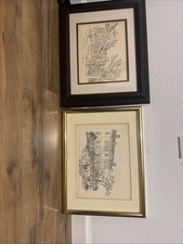 Pair Vintage Alexandria VA Framed Prints Lee Boyhood Home & Prince St Signed Set picture