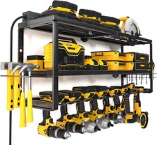 Power Tool Organizer Large 7 Drill Holder Wall Mount Heavy Duty Metal Tool Shelf picture