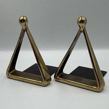 VTG Maison Gourmet Jenfred Ware Brass Triangle Stirrup Bookends Ben Seibel MCM picture