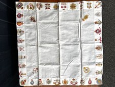 Antique Regimental Badge Handkerchief 40 British Army Badges Linen c1910 Pre-WW1 picture