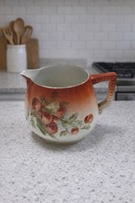 Antique Early 1900s Lemonade Pitcher Planter Hand Painted Cherries picture